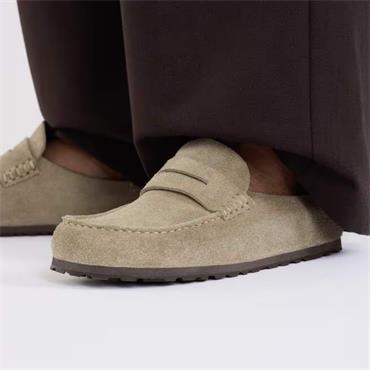 Birkenstock Naples Wrapped Suede Clog - Taupe